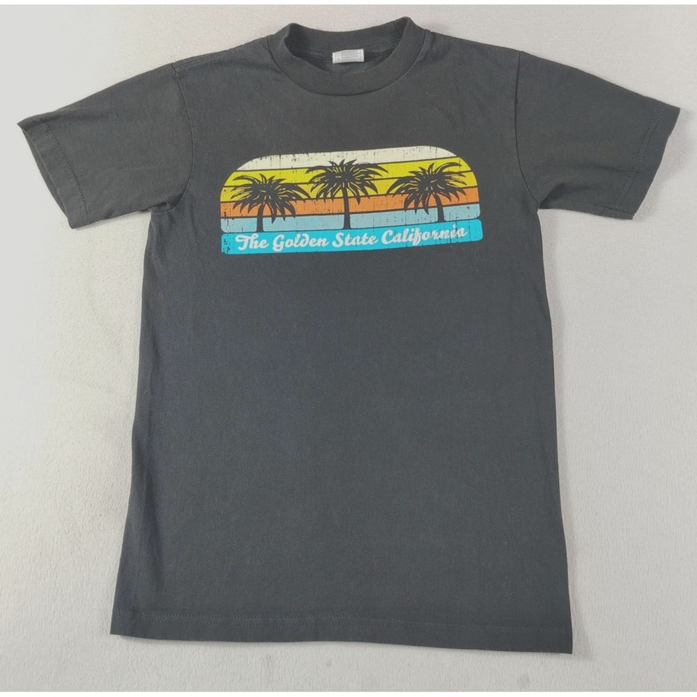Shaka Wear Golden State California Shirt Mens Small Black Palm Trees Beach Tee